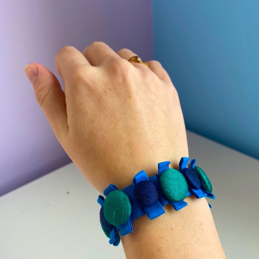 Blue Turquoise Fabric Bracelet